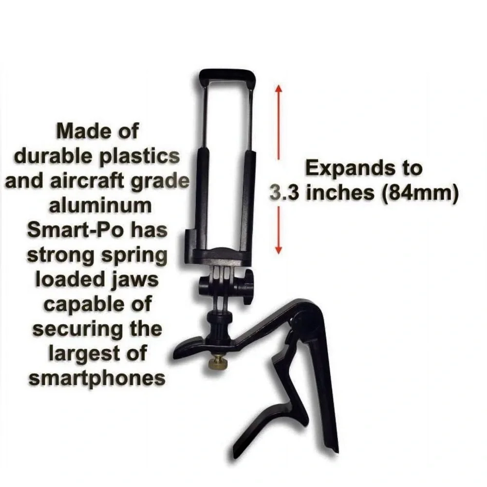 Smart-Po is the patented capo that holds your smartphone
